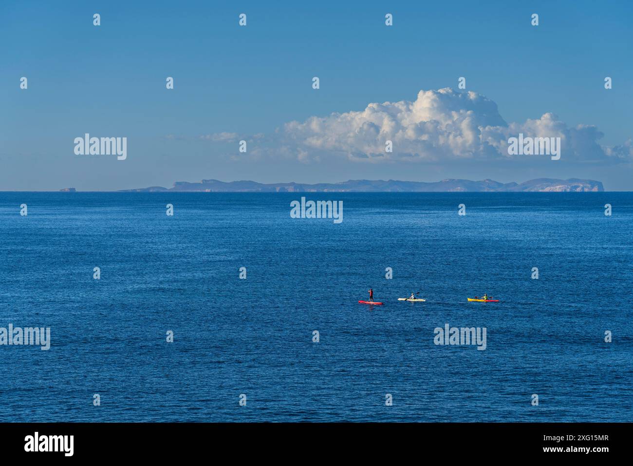 Canoéistes, Îles Cabrera, Majorque, Îles Baléares, Espagne Banque D'Images