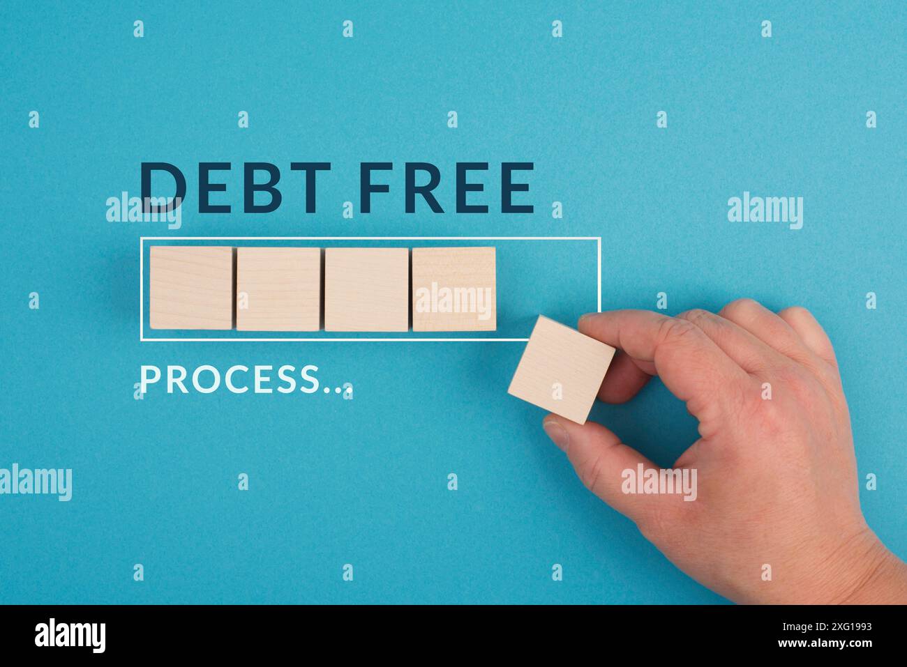 Dette libre en cours, barre de chargement, fin des paiements de crédit et des prêts bancaires, liberté financière Banque D'Images