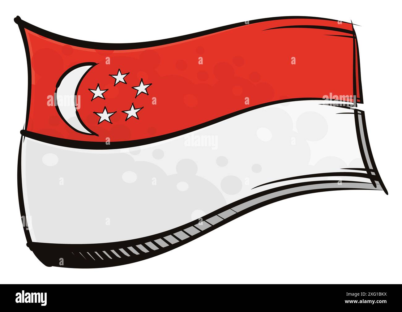 Drapeau national de Singapour créé dans le style de peinture graffiti Banque D'Images