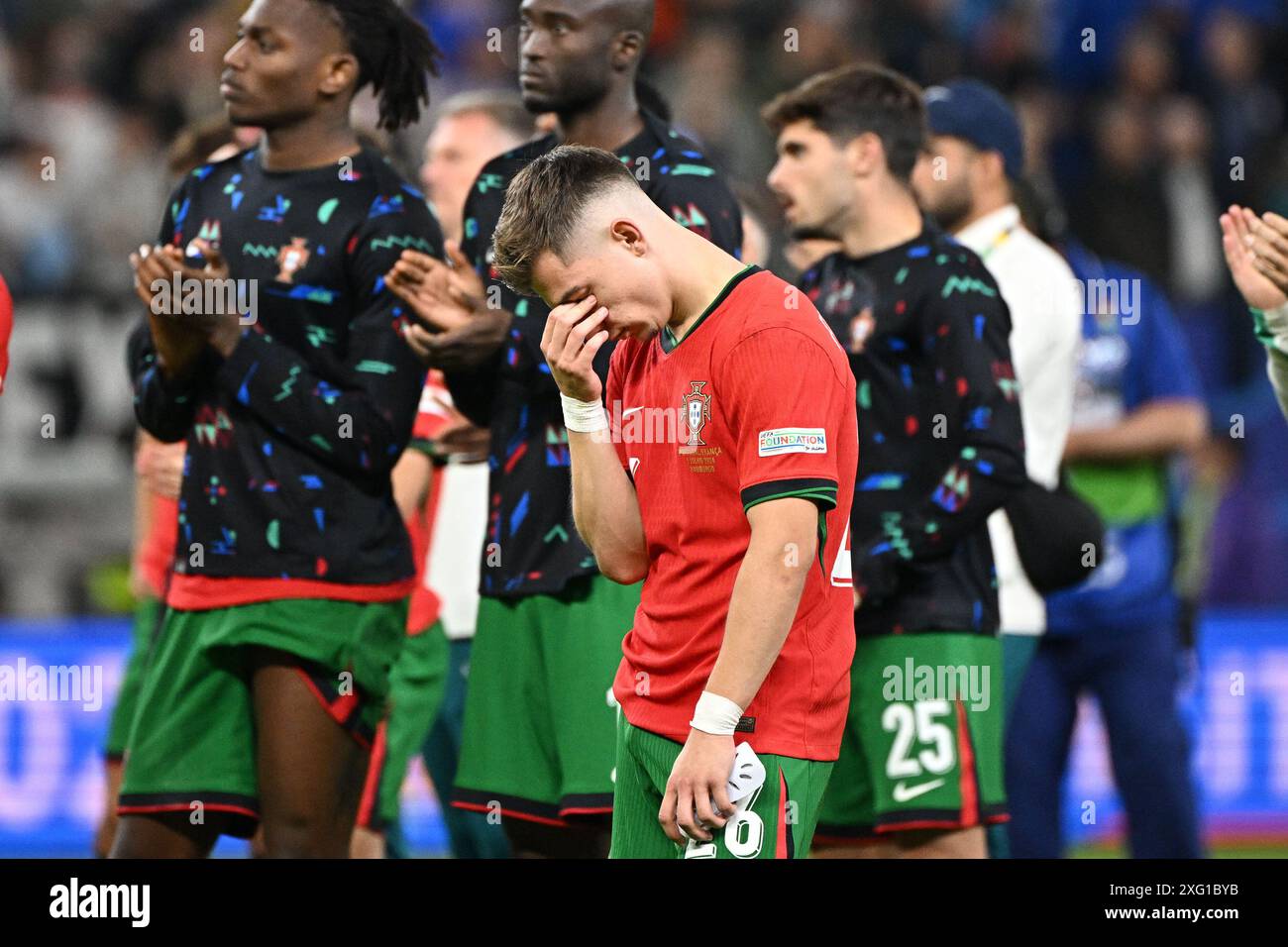 Hambourg, Allemagne. 6 juillet 2024. Francisco Conceição du Portugal lors de l'UEFA EURO 2024 - quarts de finale - Portugal vs France au Volksparkstadion. Crédit : Meng Gao/Alamy Live News Banque D'Images