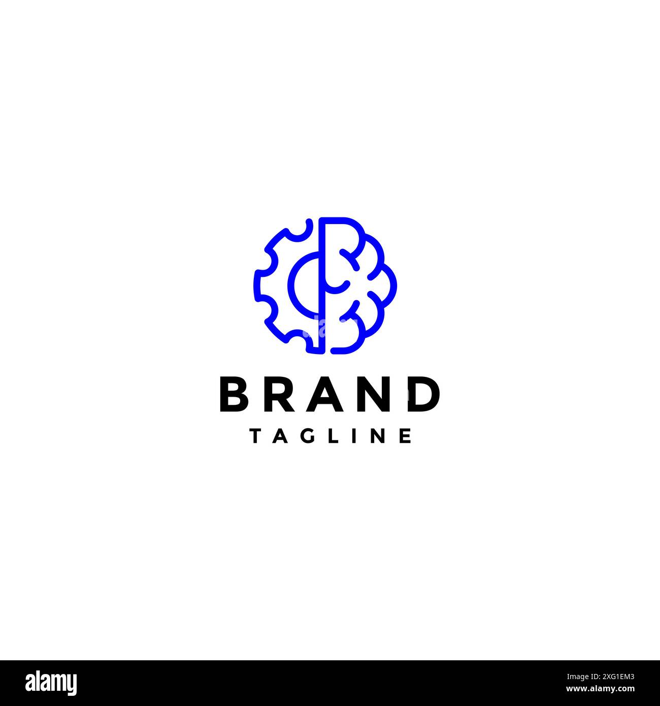 Conception de logo d'icône de cerveau mécanique. Simple Gear and Brain Icon Outline Icon Design. Illustration de Vecteur