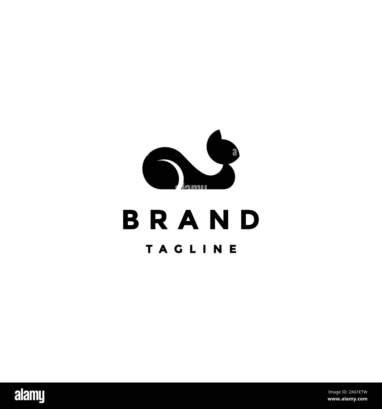 Conception simple de silhouette de chat noir. Design élégant du logo Black Cat Silhouette. Illustration de Vecteur