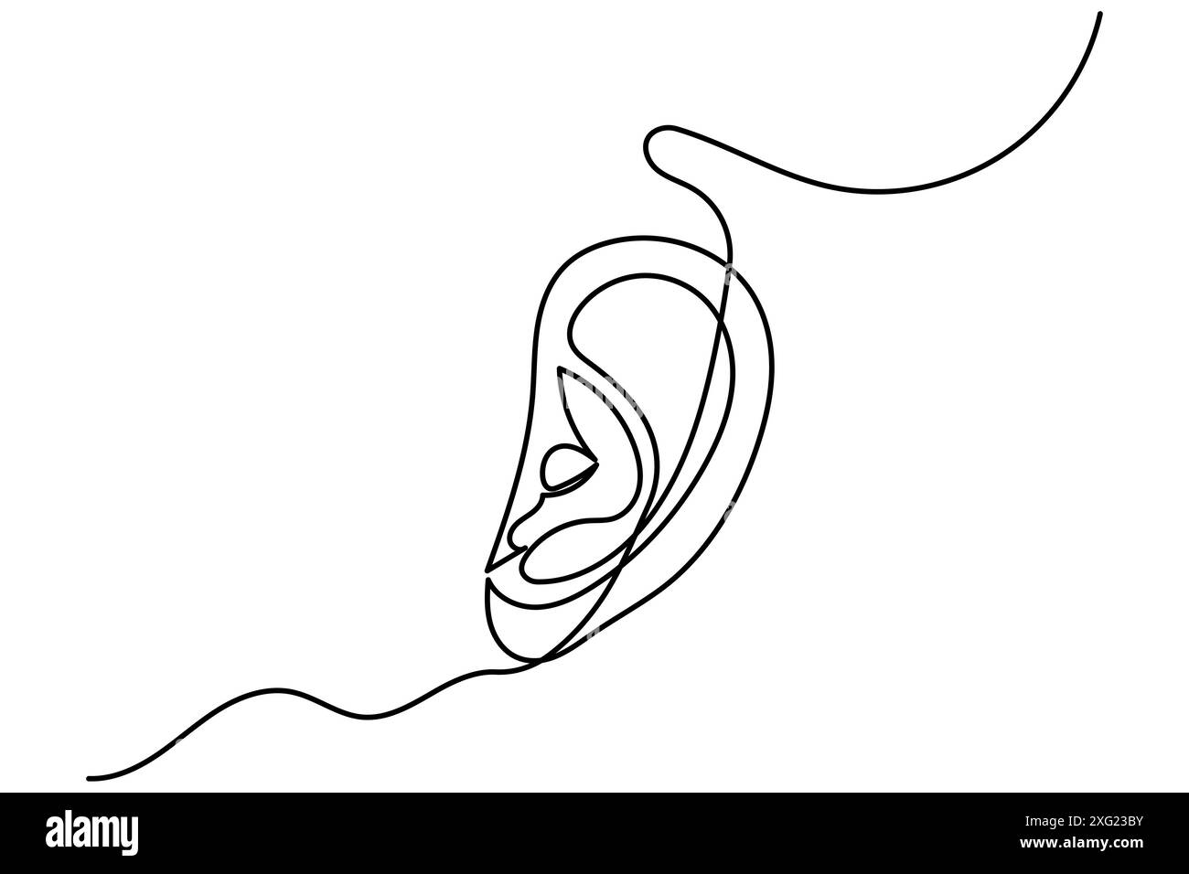 Dessin continu d'une ligne d'oreille humaine d'illustration d'art vectoriel de contour isolé Illustration de Vecteur