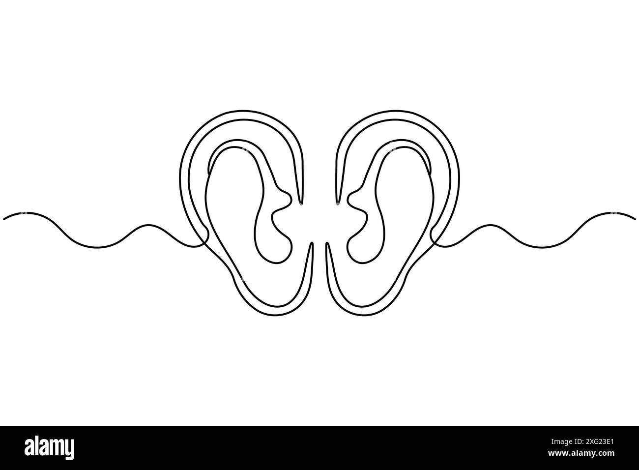 Dessin continu d'une ligne d'oreille humaine d'illustration d'art vectoriel de contour isolé Illustration de Vecteur