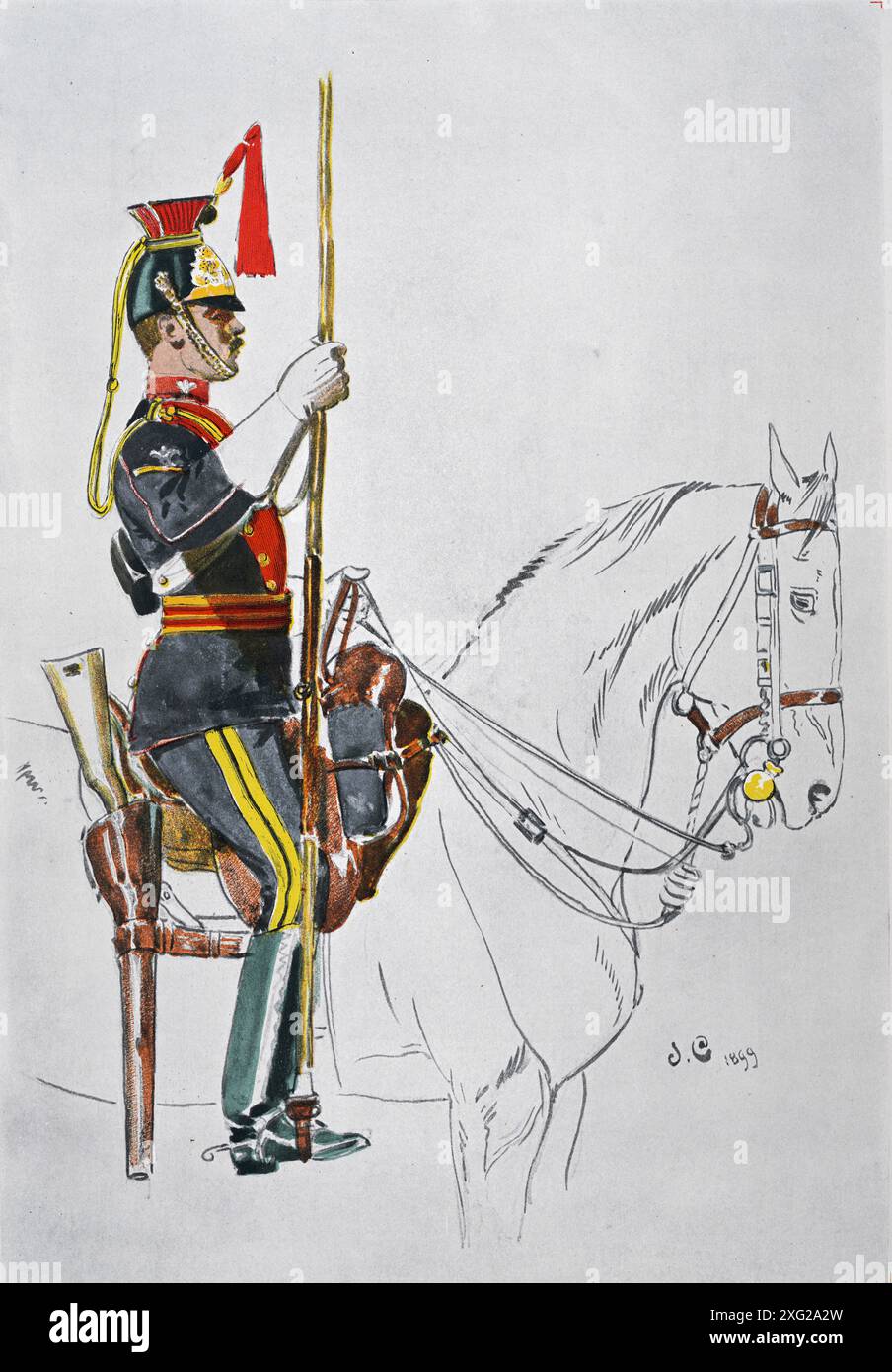 Histoire, uniformes militaires de l'armée britannique victorienne, soldat, 12e Royal Lancers, régiment de cavalerie de l'armée britannique formé pour la première fois en 1715. années 1890 Banque D'Images
