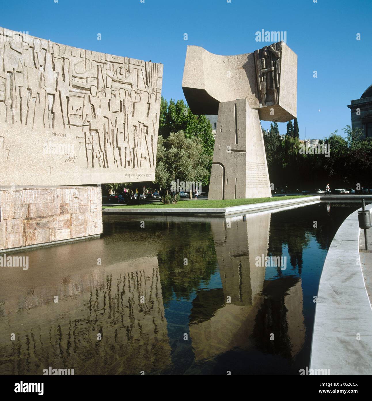 Monument de la découverte de l'Amérique, par Vaquero Turcios. Jardines del Descubrimiento. Madrid. Espagne Banque D'Images