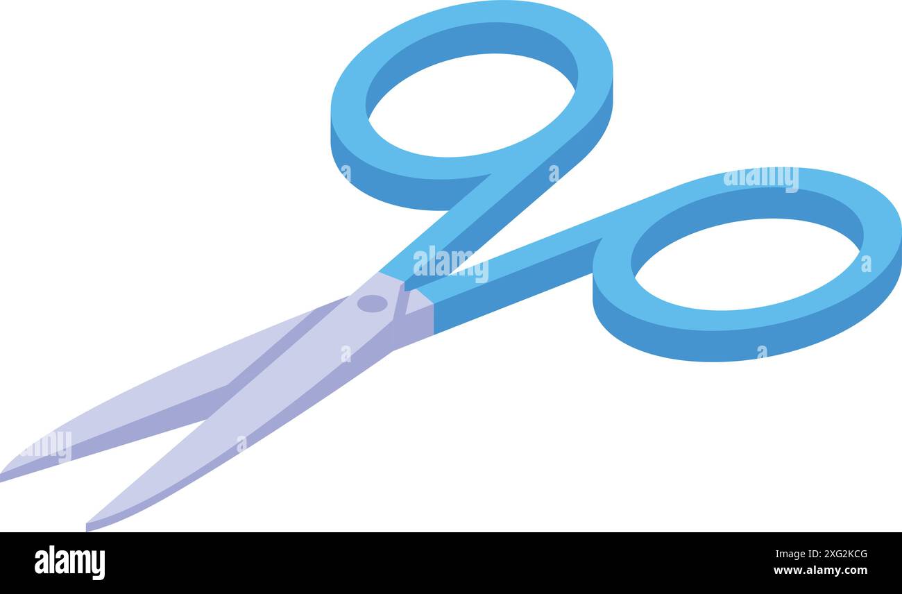 Ciseaux à ongles bleus ouverts dans une illustration isométrique Illustration de Vecteur