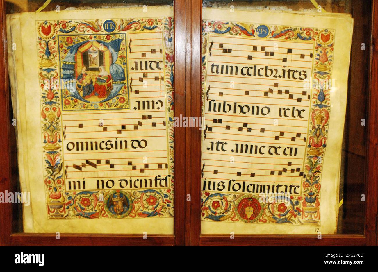 Musique liturgique ancien score conservé dans la cathédrale. Grenade. Espagne Banque D'Images