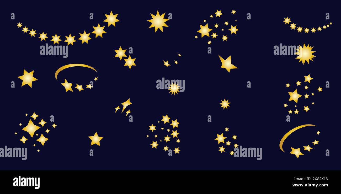 Ensemble d'étoiles d'or Starburst isolé Illustration de Vecteur