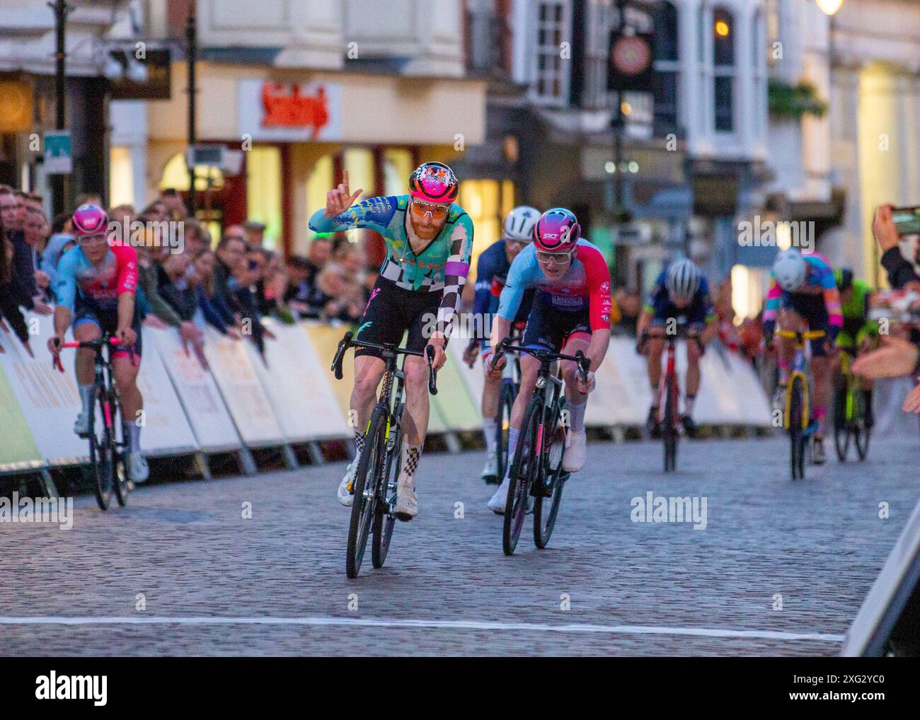 Alec Briggs, Tekkers CC termine le top 3 derrière la victoire de ses coéquipiers aux Guildford Crits, Angleterre, le 3 juillet 2024, Credit:Chris Wallis/Alamy Live Banque D'Images