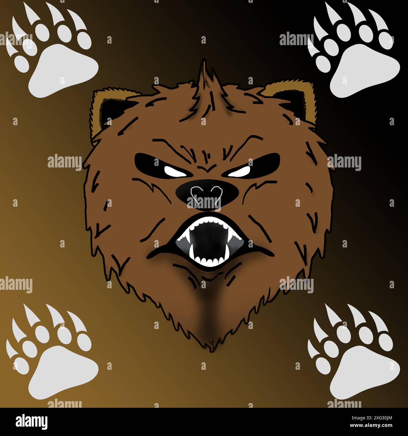 Illustration d'un ours grizzli rugissant de colère. Illustration de Vecteur