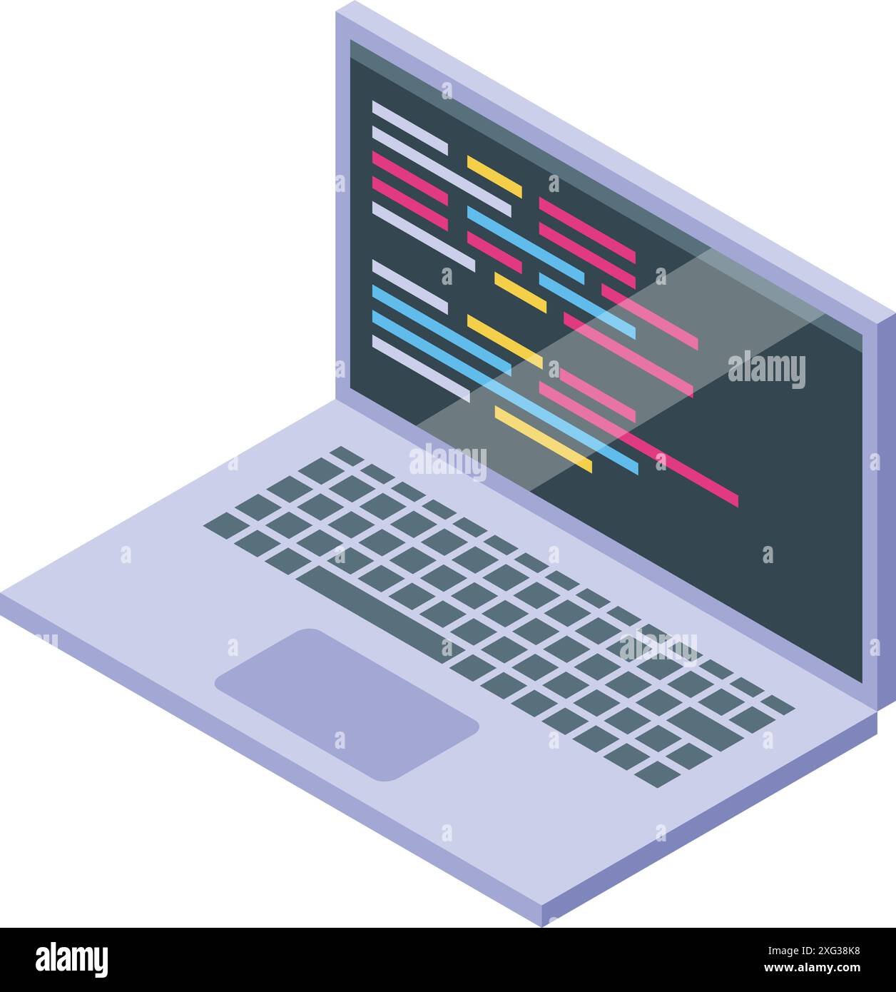 Ordinateur portable affiche le code de programmation sur son écran, représentant le développement logiciel et les concepts de codage Illustration de Vecteur