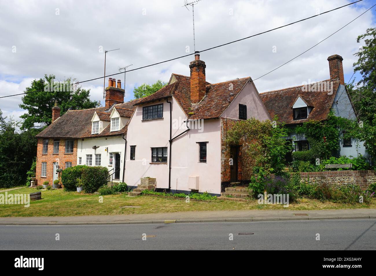 Belles vieilles maisons sur Pye Corner, Castle Hedingham Banque D'Images