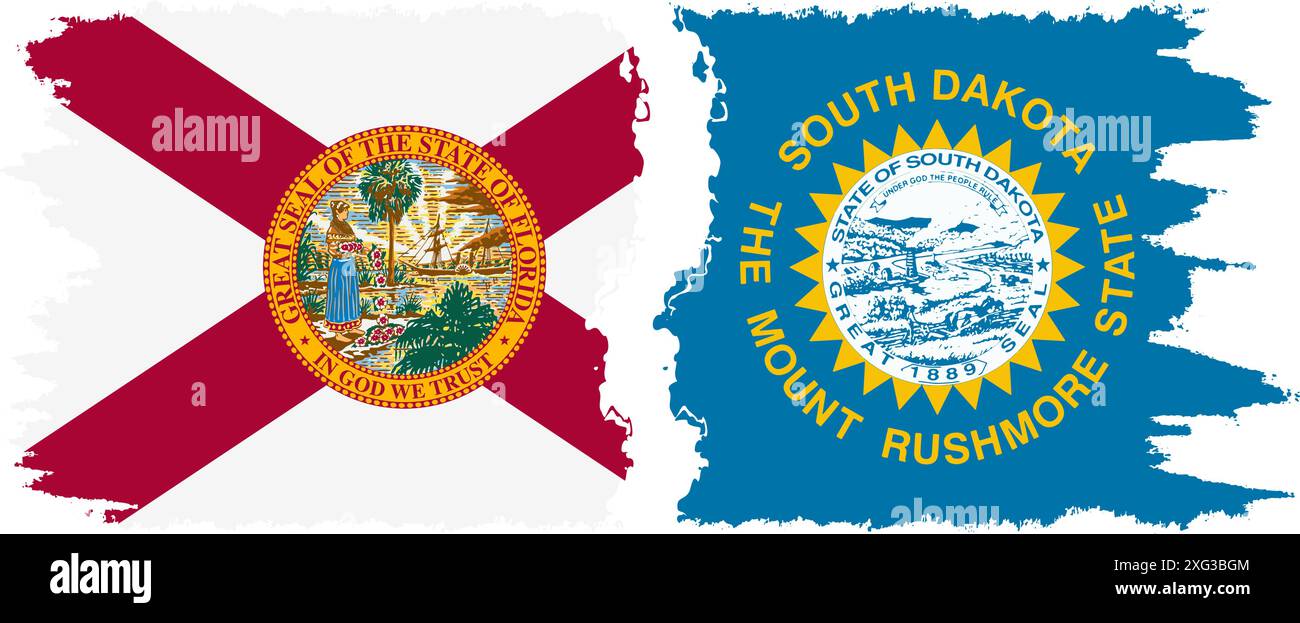 Dakota du Sud et Floride etats grunge drapeaux de brosse connexion, vecteur Illustration de Vecteur Dakota du Sud et Floride etats grunge drapeaux de brosse connexion, vecteur Illustration de Vecteur