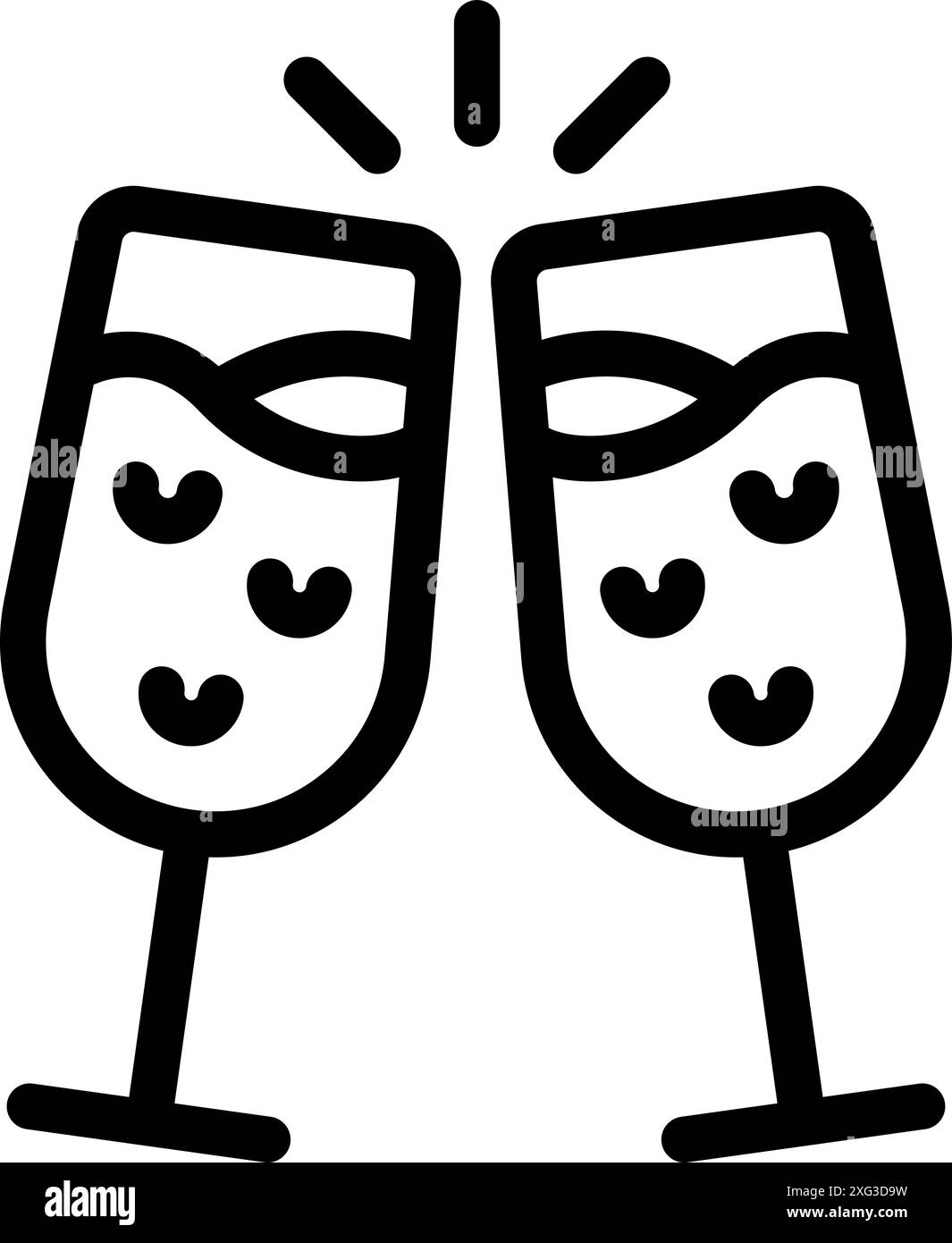 Deux verres de champagne se taillent dans un toast Illustration de Vecteur