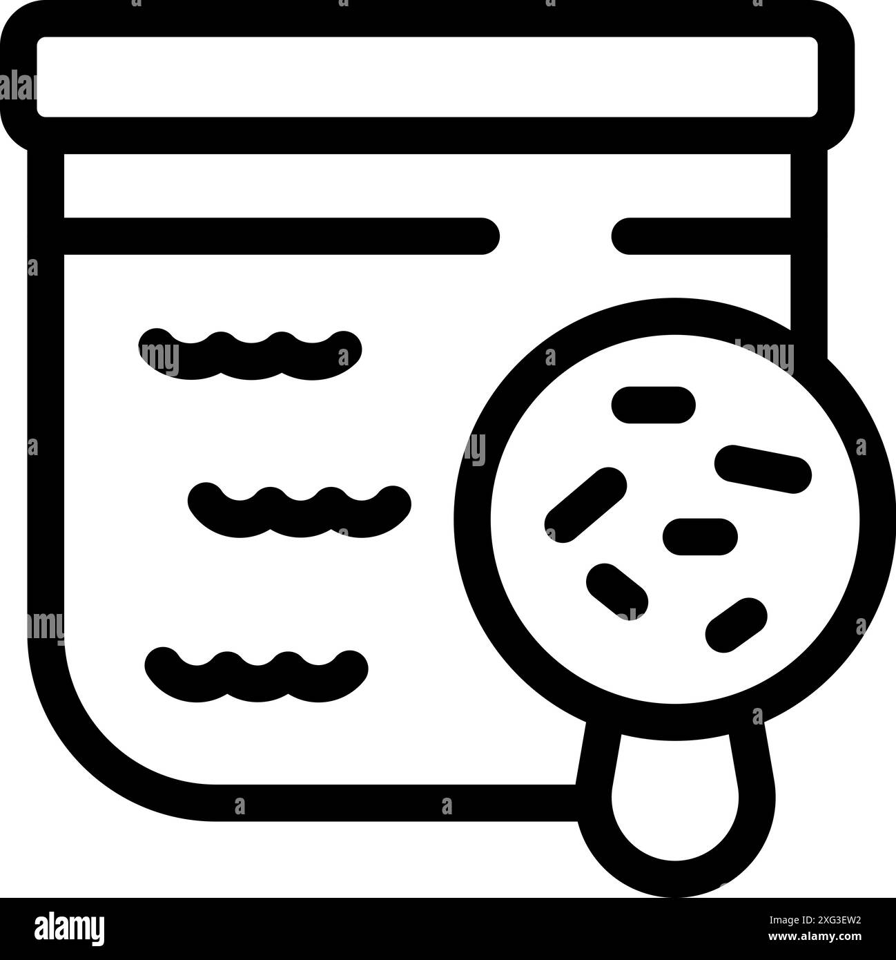 La loupe est utilisée pour examiner de près une boîte de Pétri remplie de bactéries, mettant en évidence le concept de microbiologie et de recherche scientifique Illustration de Vecteur