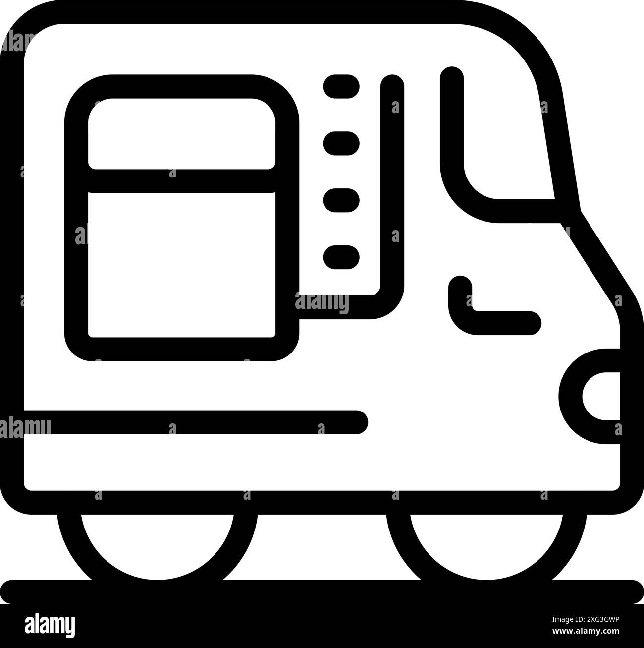 Icône de ligne noire pour un train de voyageurs électrique moderne arrivant à une gare Illustration de Vecteur