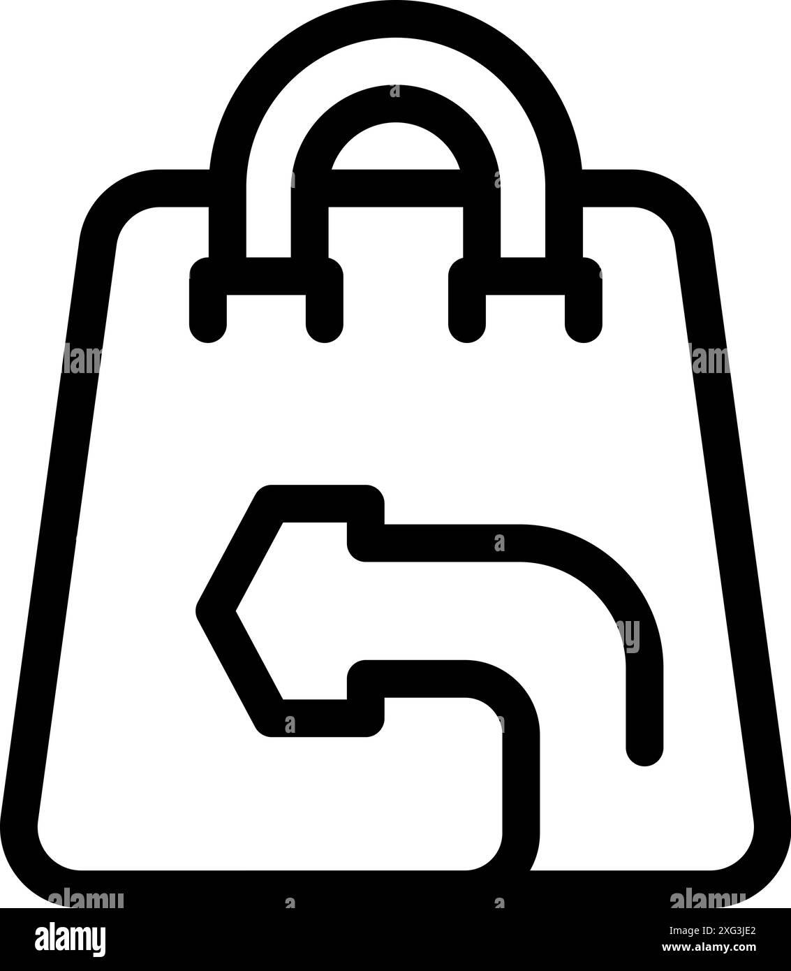 Icône de ligne d'un panier avec une flèche symbolisant la politique de retour d'un produit Illustration de Vecteur