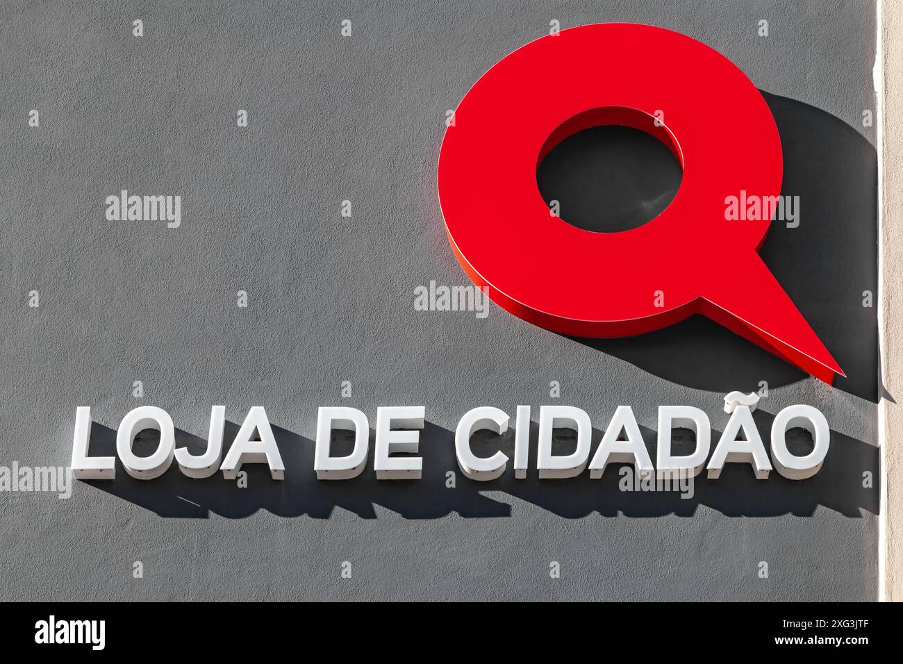Portugal : symbole Loja de Cidadao aka Loja do Cidadao ou Boutique citoyenne. Citoyens guichet unique avec de nombreux bureaux de services publics et entreprises de services publics Banque D'Images