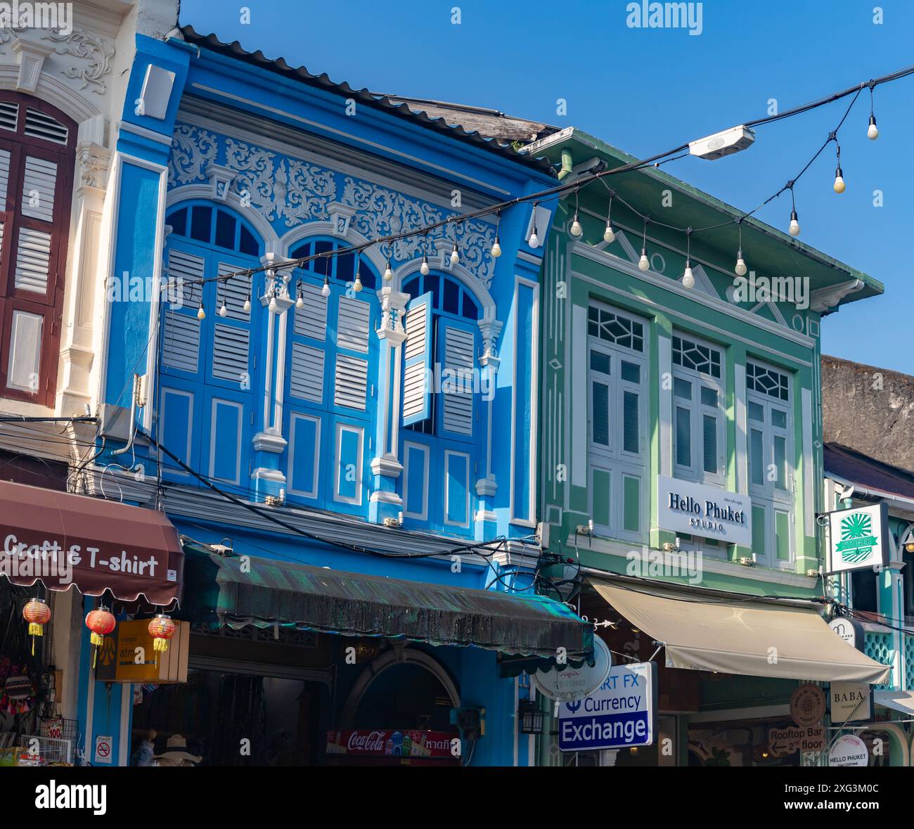 Une image de l'architecture sino portugaise colorée dans la vieille ville de Phuket. Banque D'Images