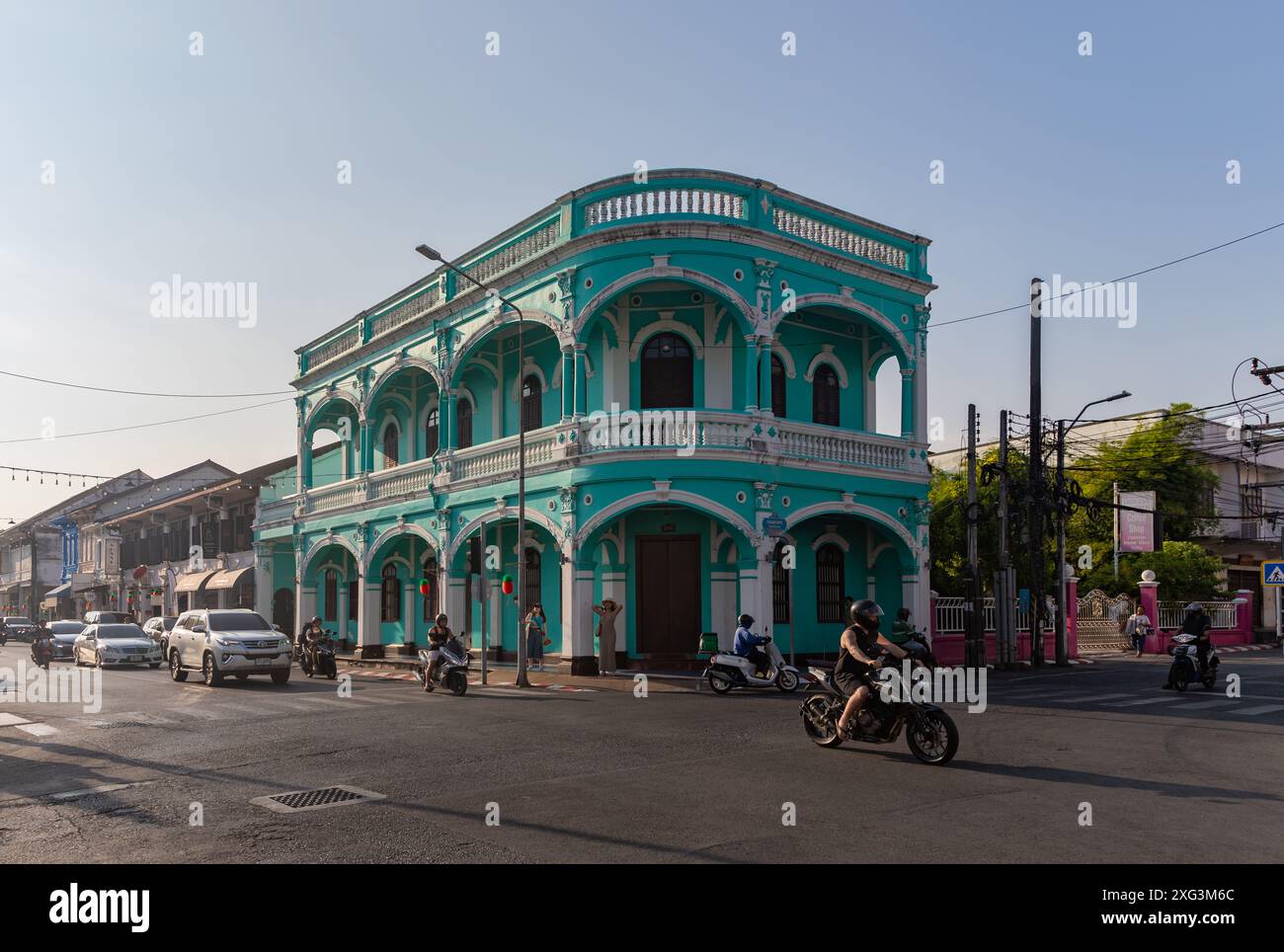 Une image de l'architecture sino portugaise colorée dans la vieille ville de Phuket. Banque D'Images
