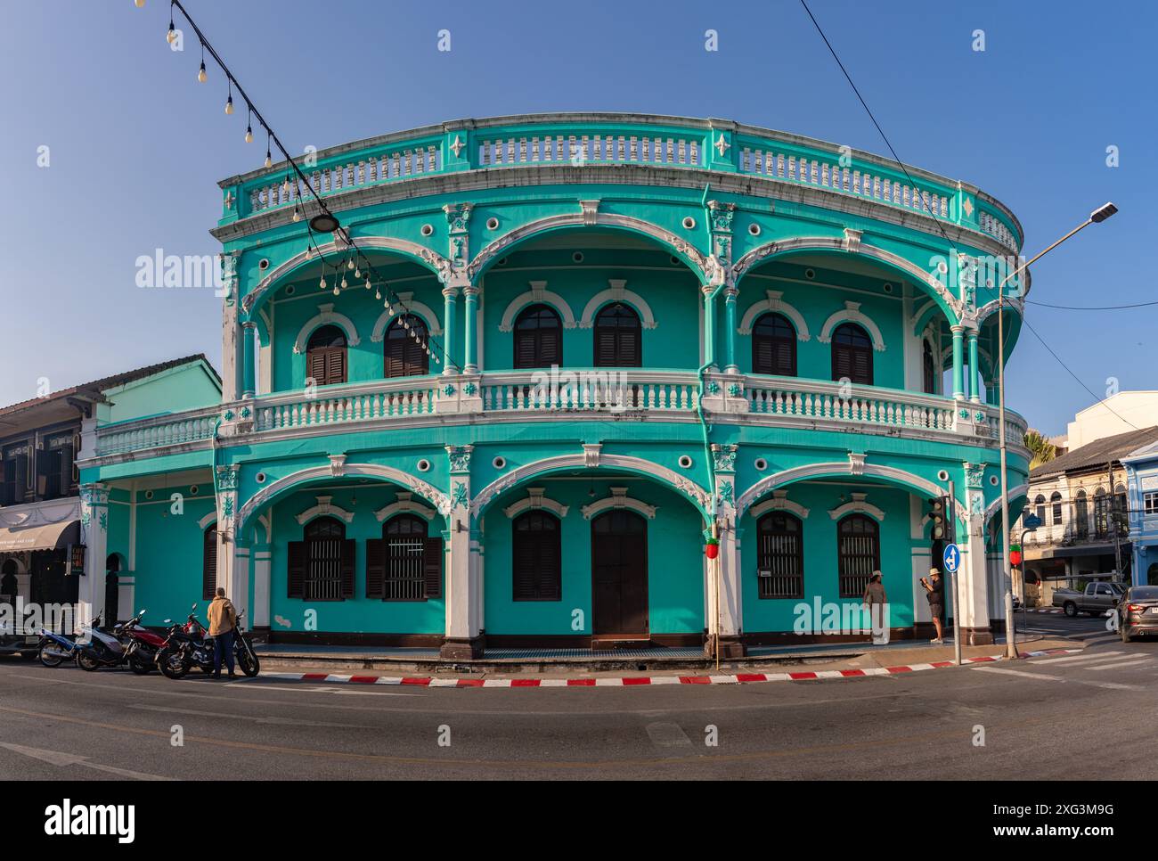 Une image de l'architecture sino portugaise colorée dans la vieille ville de Phuket. Banque D'Images