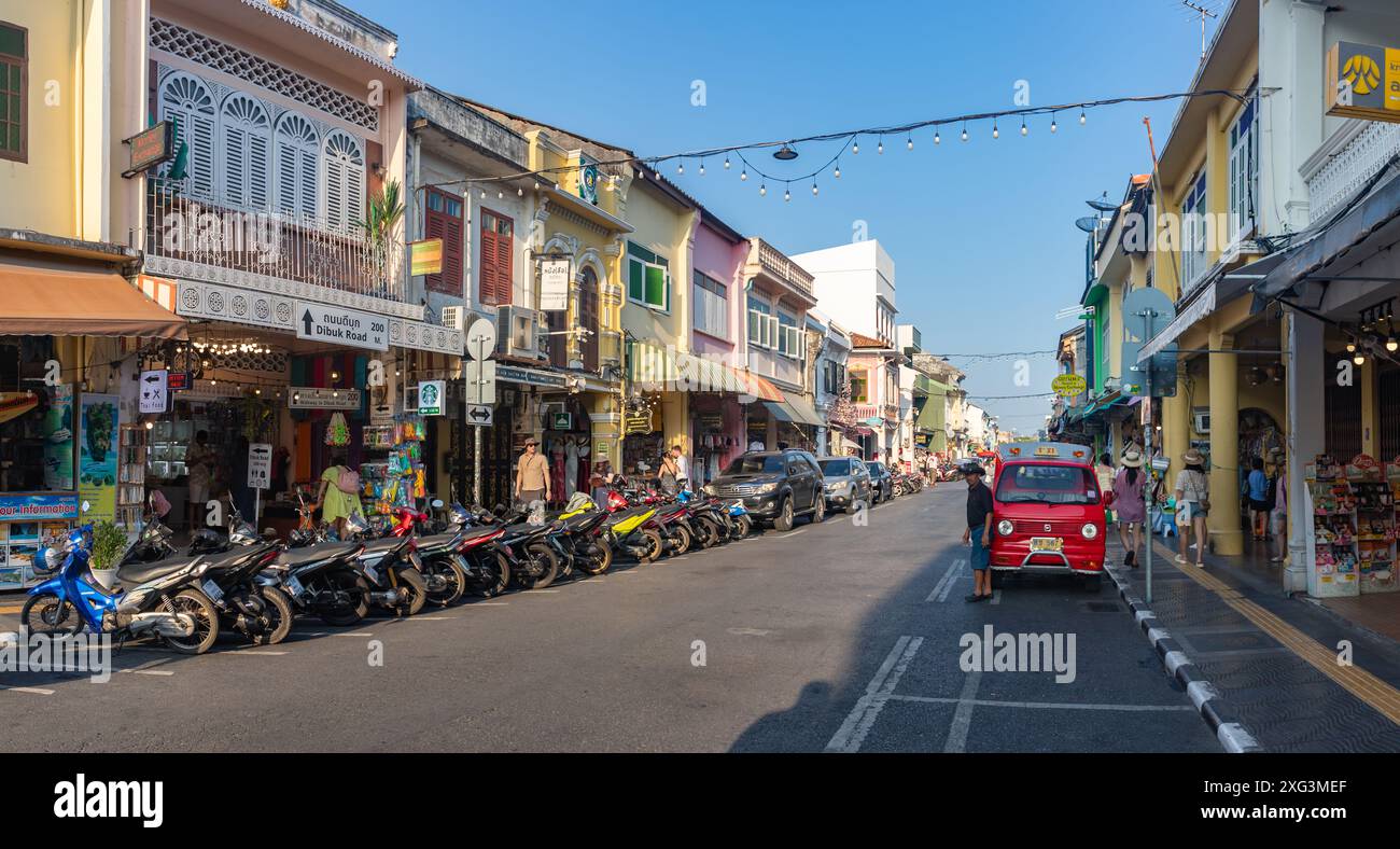 Une image de l'architecture sino portugaise colorée dans la vieille ville de Phuket. Banque D'Images