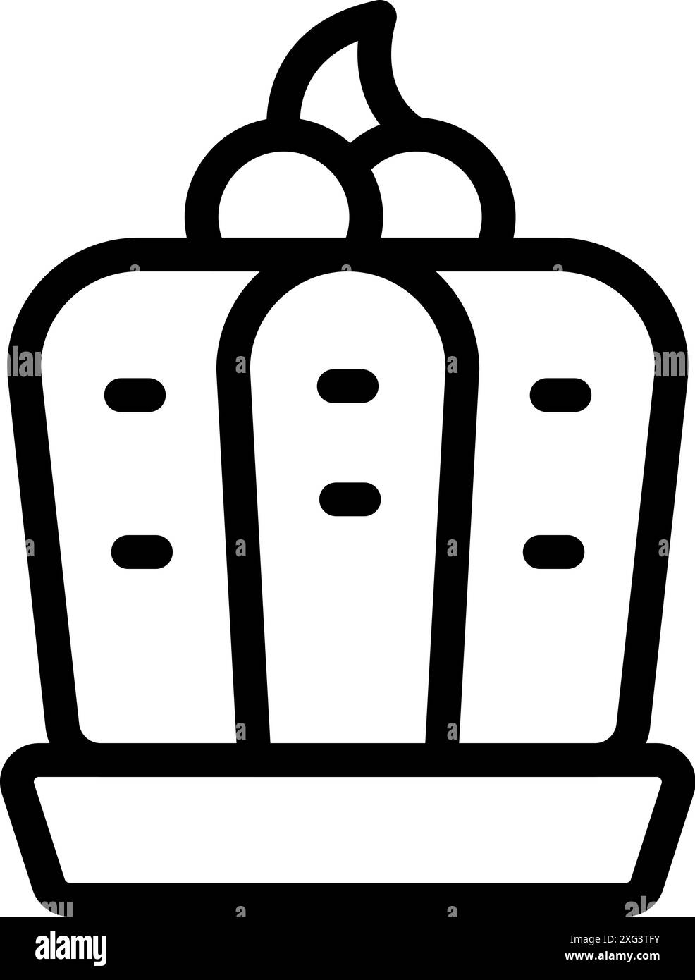 Simple icône d'art au trait d'un cactus à trois têtes poussant dans un pot Illustration de Vecteur