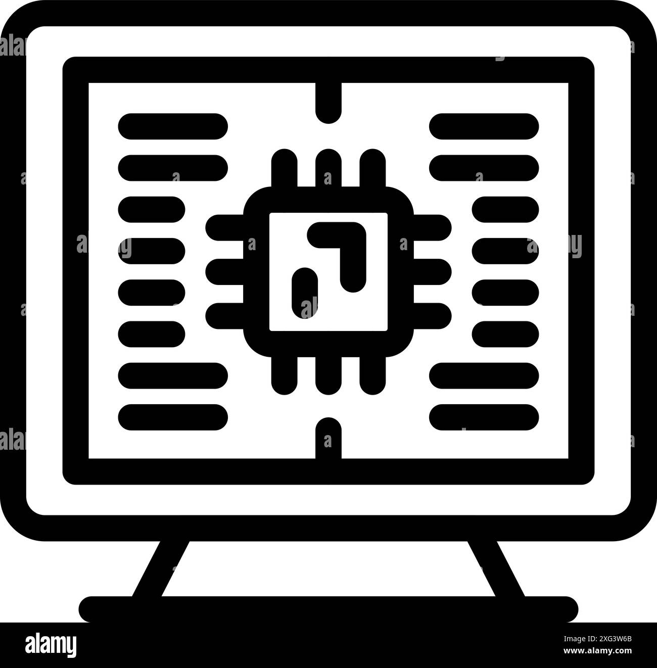Ordinateur affichant une micropuce, mettant en évidence les concepts de fabrication et de programmation de semi-conducteurs Illustration de Vecteur