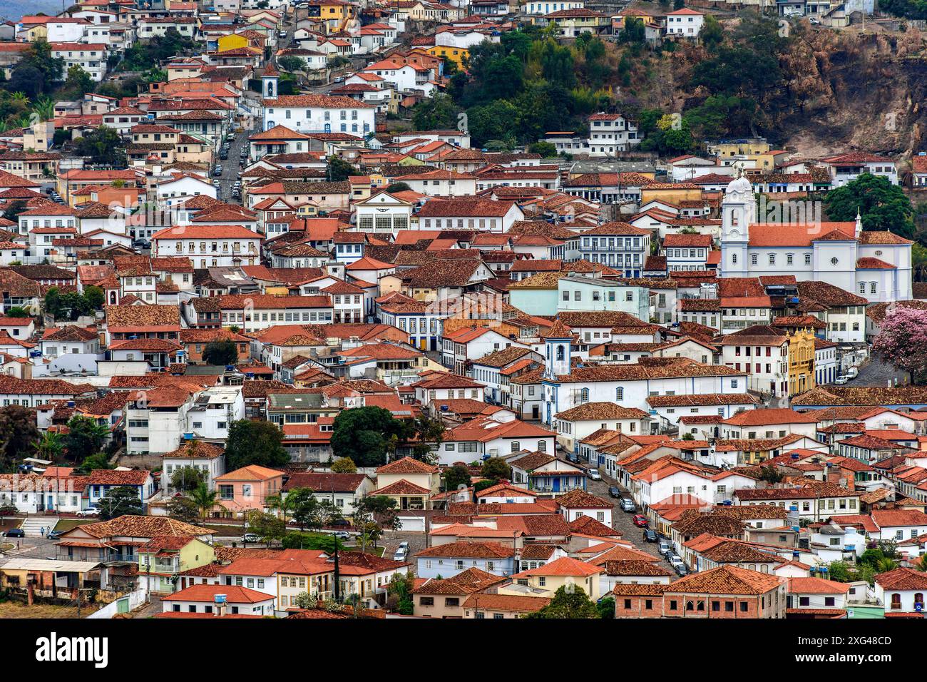 Vue de dessus du centre historique de la célèbre ville de Diamantina dans le Minas Gerais Banque D'Images