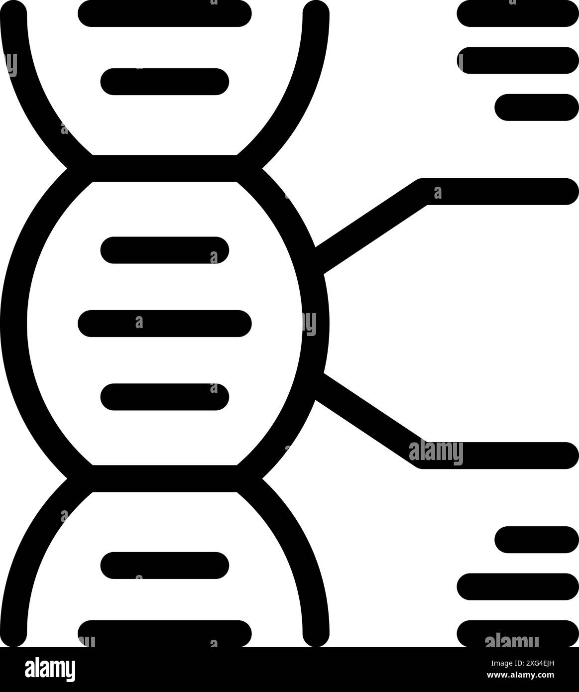 Icône de dessin de trait d'une structure d'adn se connectant avec des lignes, formant un réseau Illustration de Vecteur