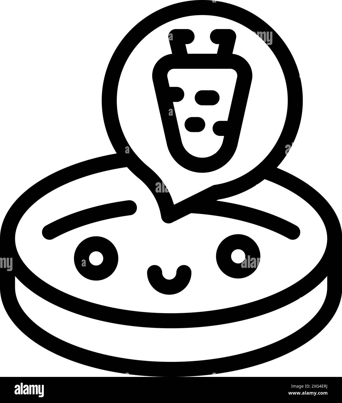 Mascotte de boîte de Petri pensant au contour de l'icône de carotte Illustration de Vecteur