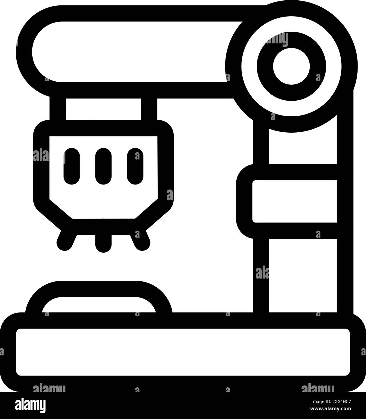Icône de dessin au trait d'une machine de chirurgie robotique effectuant une opération Illustration de Vecteur