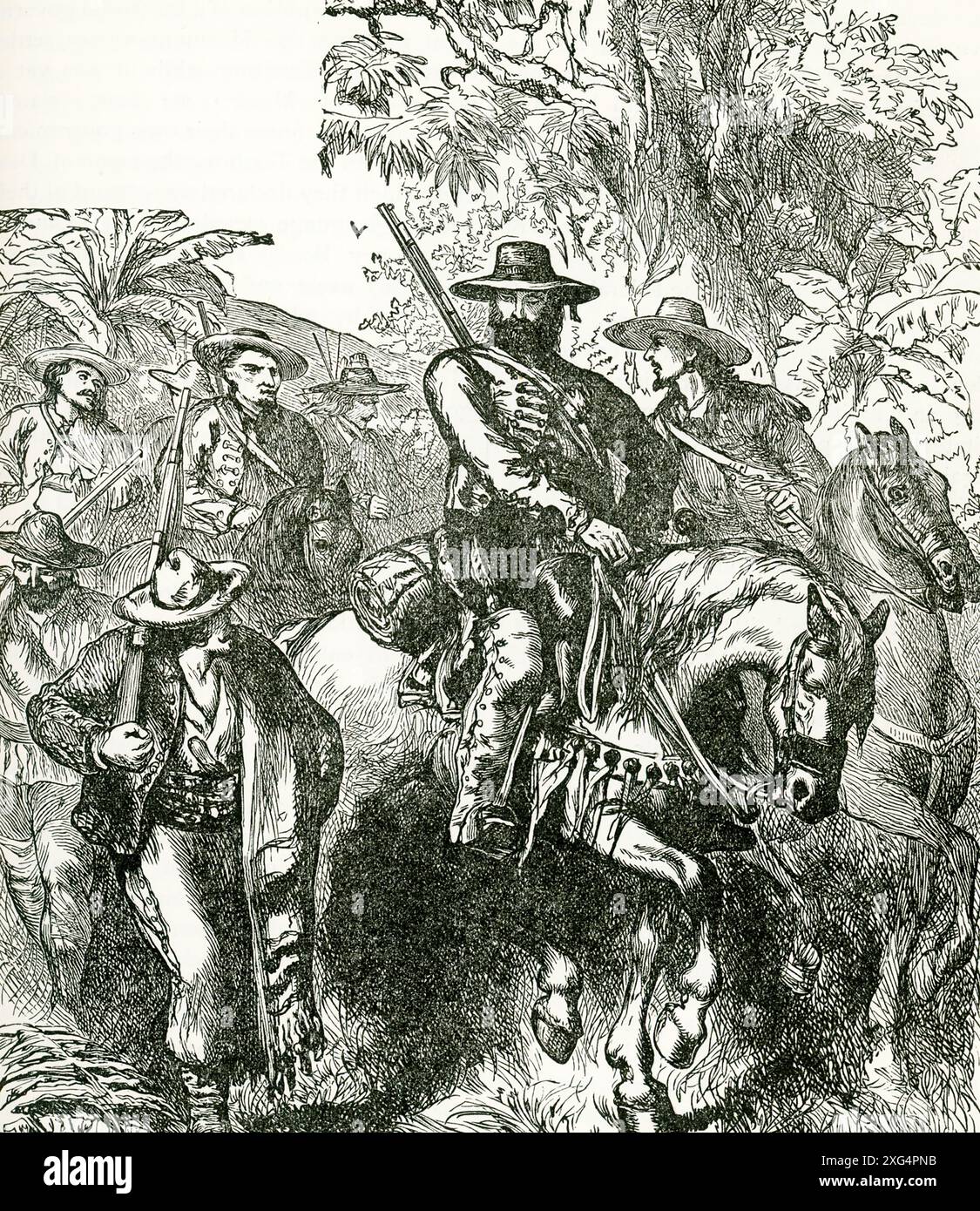 La légende de cette illustration de la fin des années 1800 est la suivante : obstruction systématique cubaine sur la marche. » Aujourd’hui, le terme « obstruction systématique » fait référence à l’obstruction du processus législatif par de longs discours et d’autres tactiques de retardement. Pendant la majeure partie du XIXe siècle, cependant, les oblitérants étaient des hommes engagés dans une guerre non autorisée dans des pays étrangers, et un certain nombre de leurs campagnes étaient planifiées et partirent de la Nouvelle-Orléans. Les trois plus importants auteurs d'obstruction systématique de cette époque étaient Narciso López et John Quitman à Cuba et William Walker en basse-Californie, Sonora, Costa Rica et enfin Nicaragua. Le terme est retourné à AME Banque D'Images