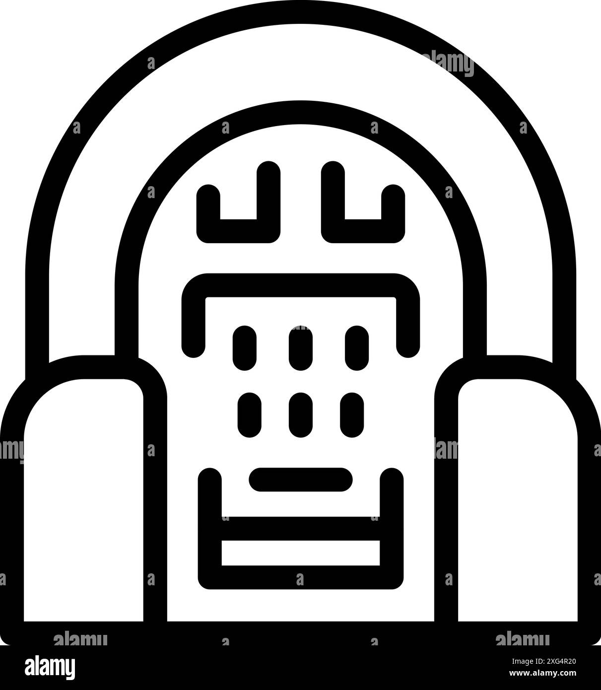 Icône de contour d'un juke-box avec un sommet rond jouant de la musique rock and roll Illustration de Vecteur