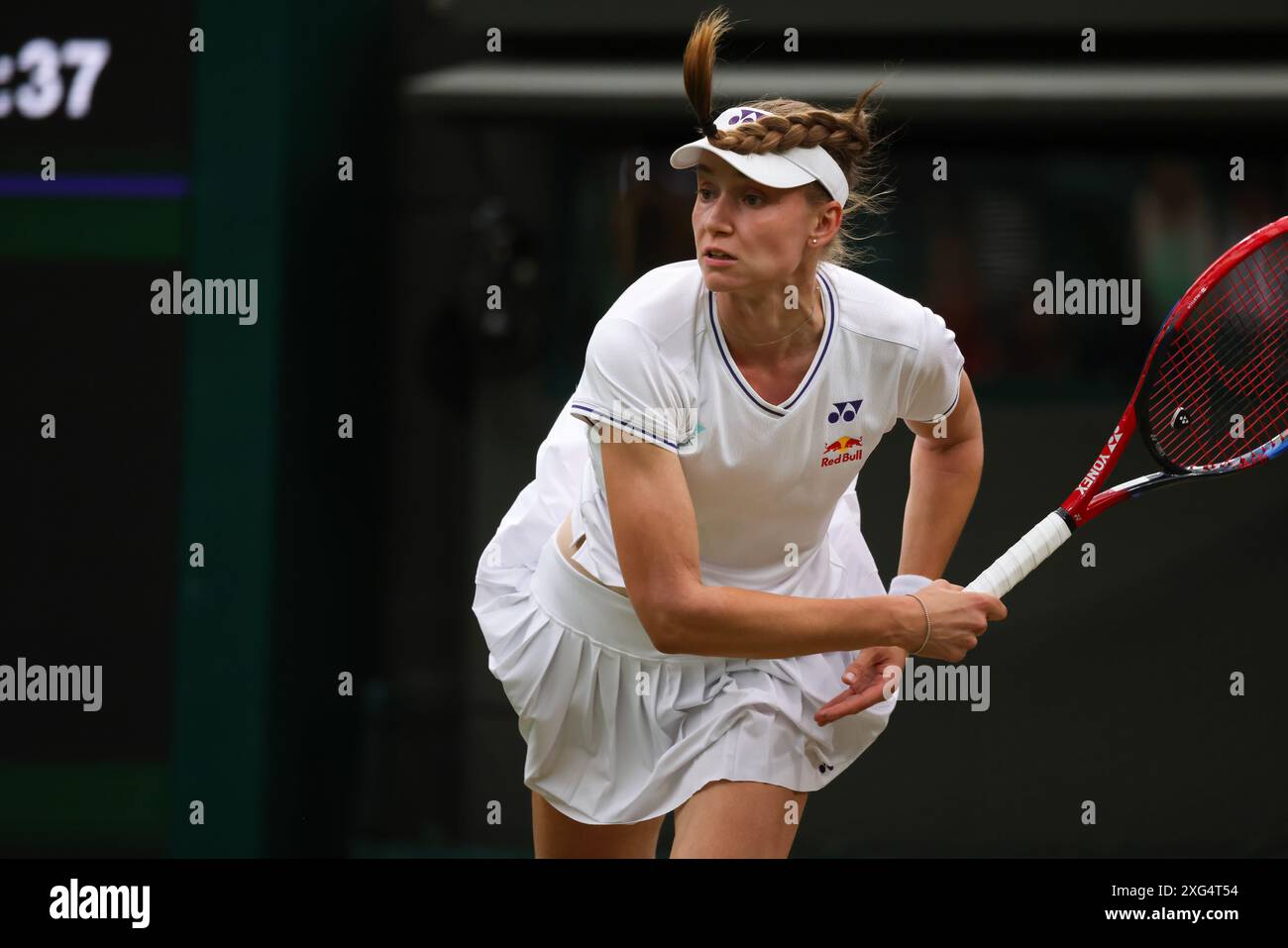 Wimbledon, Londres, Royaume-Uni. 06 juillet 2024. Elena Rybakina xn action contre Elena Rybakina lors de leur troisième tour de match féminin en simple à Wimbledon. Crédit : Adam Stoltman/Alamy Live News Banque D'Images