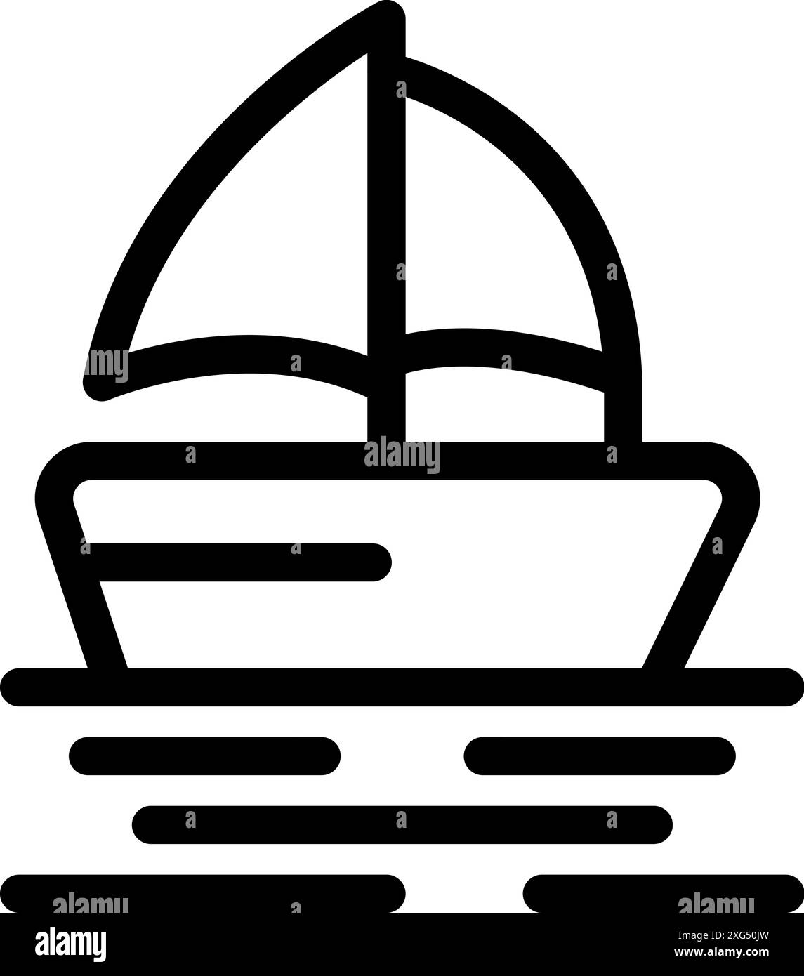 Voilier naviguant sur l'eau avec le vent dans ses voiles ligne art icône Illustration de Vecteur