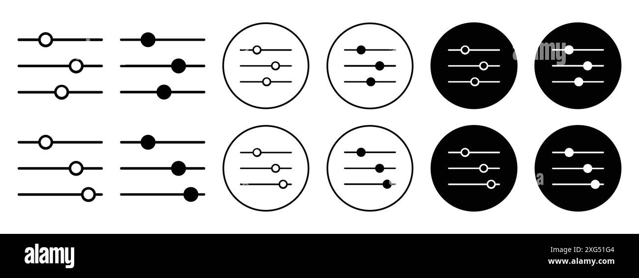 Collection de logos vectoriels d'icône de contrôle de filtre pour l'interface utilisateur de l'application Web Illustration de Vecteur