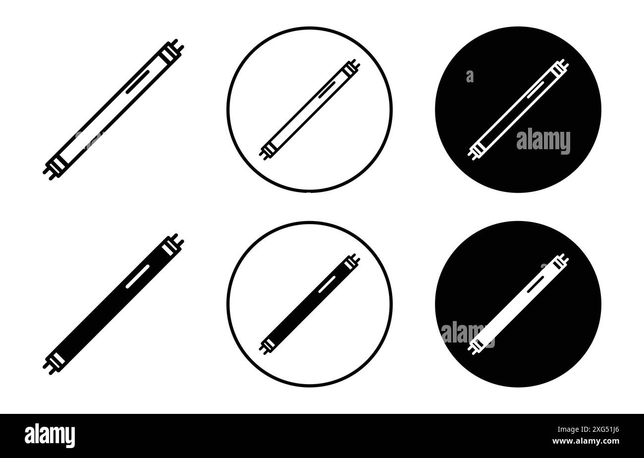 Collection de logo vectoriel de tube de lumière fluorescente pour l'interface utilisateur de l'application Web Illustration de Vecteur
