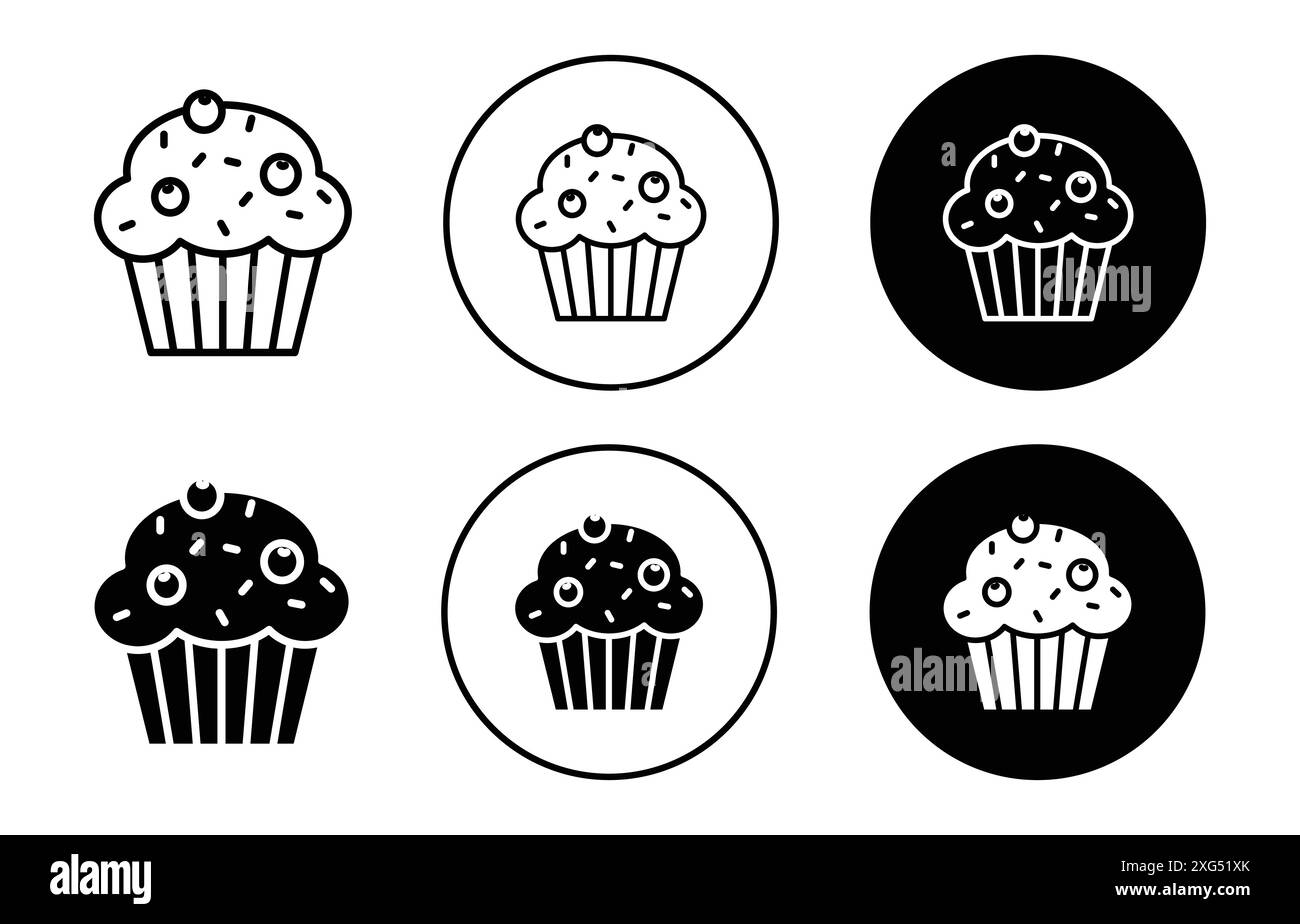 Collection de jeux de logos vectoriels d'icônes muffin pour l'interface utilisateur de l'application Web Illustration de Vecteur