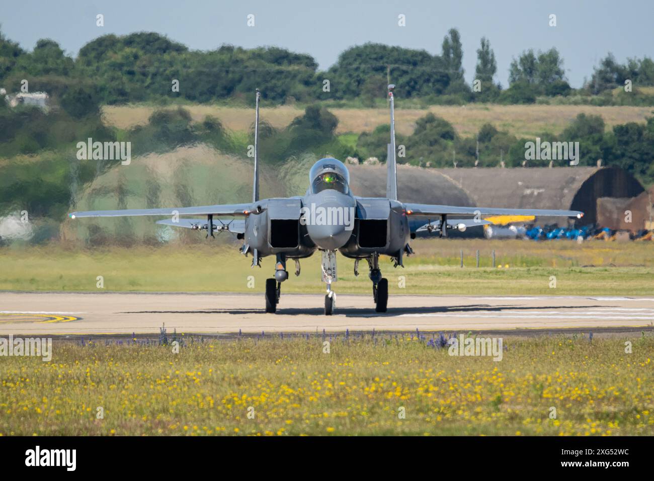 Taxis USAF McDonnell Douglas F-15E à RAF Lakenheath Banque D'Images