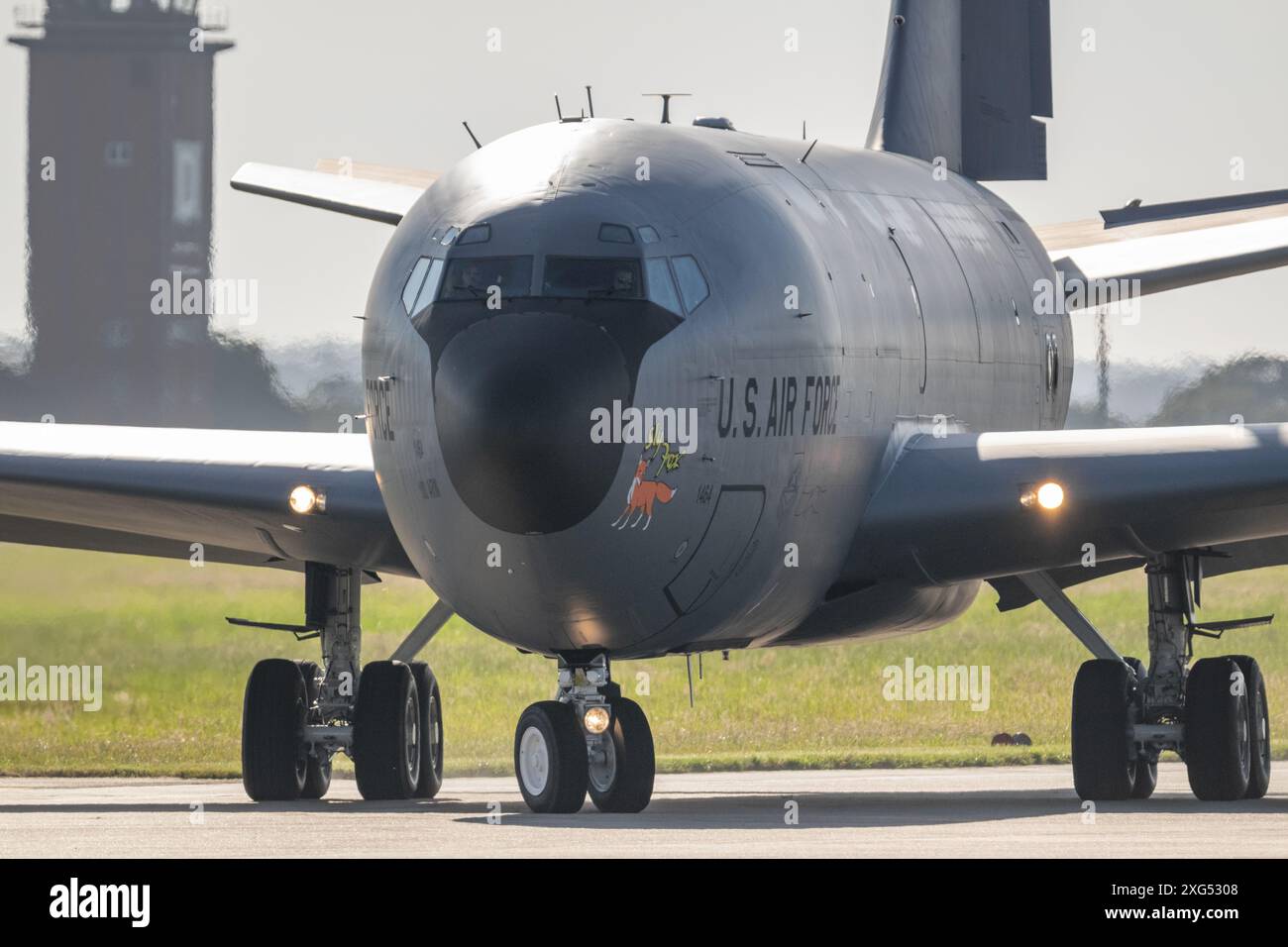 59-1464 - USAF Boeing KC-135 Stratotanker taxiing à RAF Mildenhall, Suffolk, Royaume-Uni. Banque D'Images