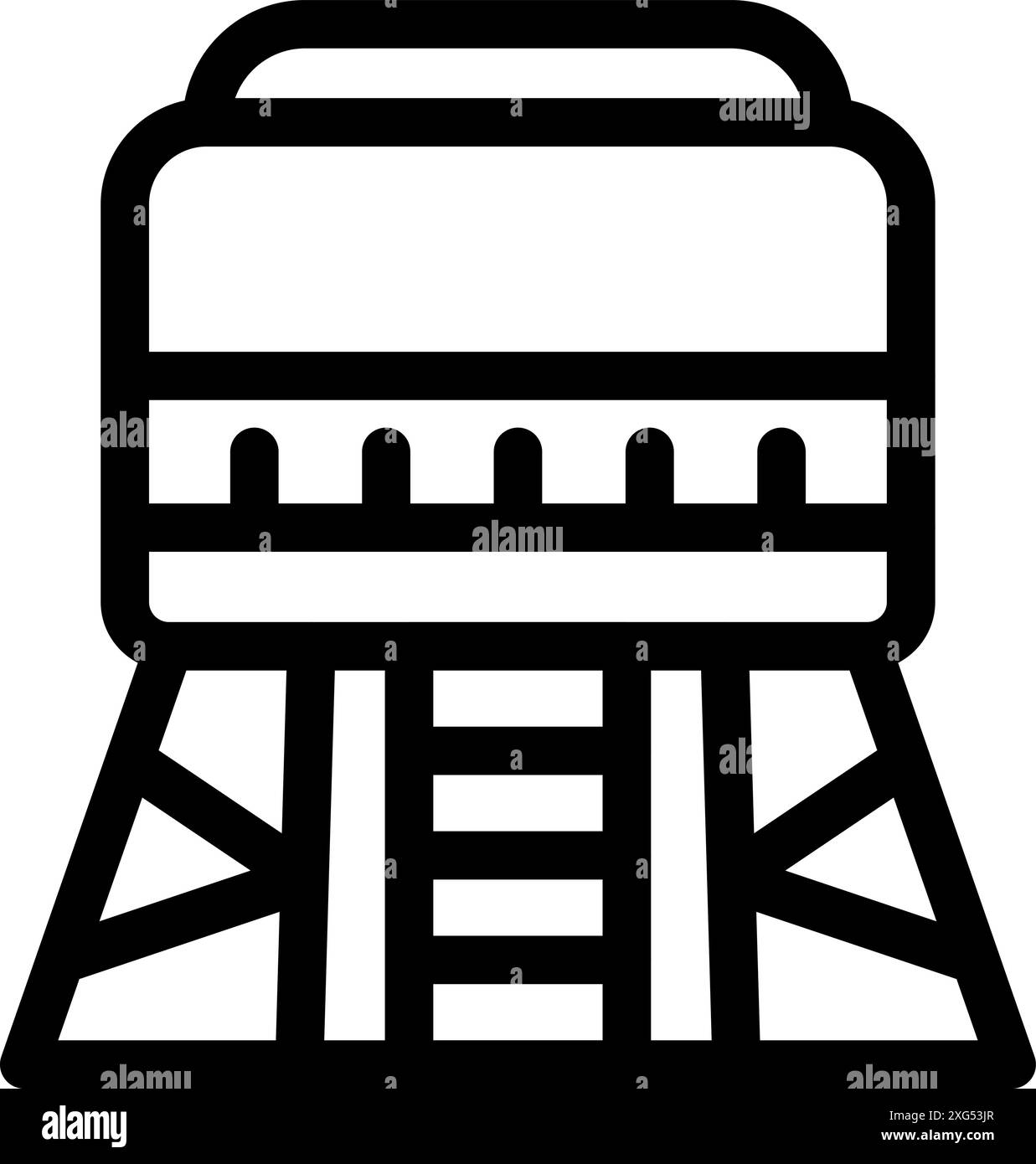 Simple icône d'art au trait d'un train monorail moderne et futuriste tirant sur une plate-forme de gare Illustration de Vecteur