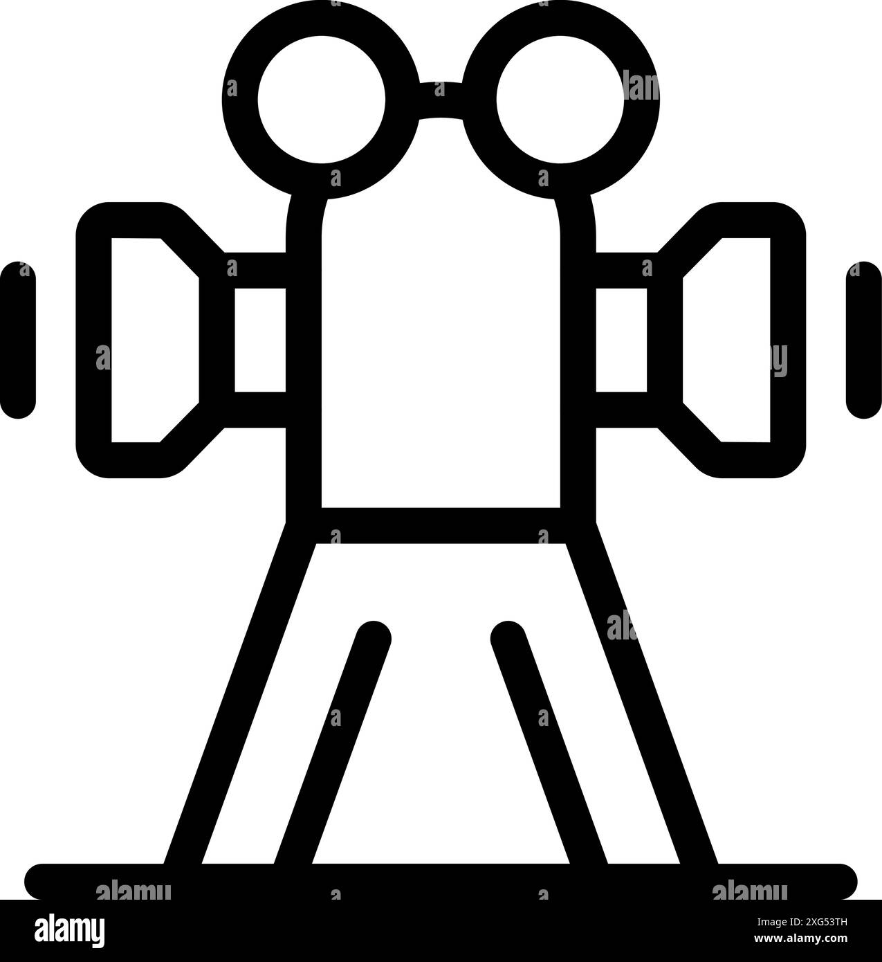 Caméra de cinéma numérique professionnelle debout sur un trépied, prête pour le tournage de vidéos et de films de haute qualité Illustration de Vecteur