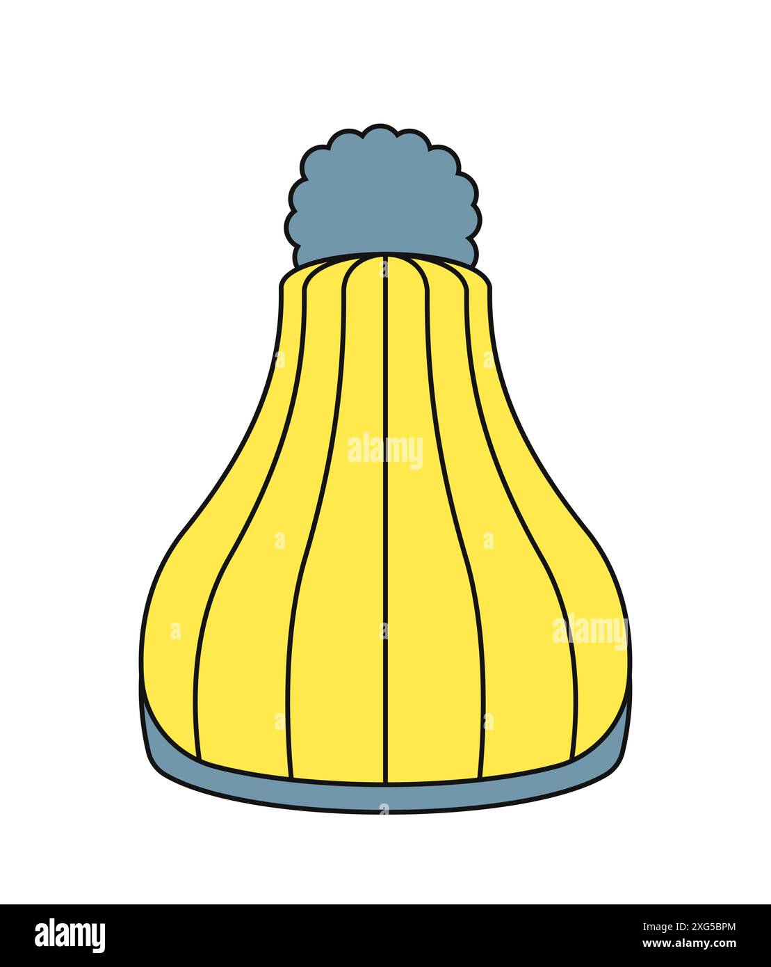 Concept de chapeau d'hiver mignon. Casquette jaune chaud en laine. Mode, tendance et style. Vêtements pour temps froid. Affiche, bannière ou couverture. Vecteur plat linéaire Illustration de Vecteur