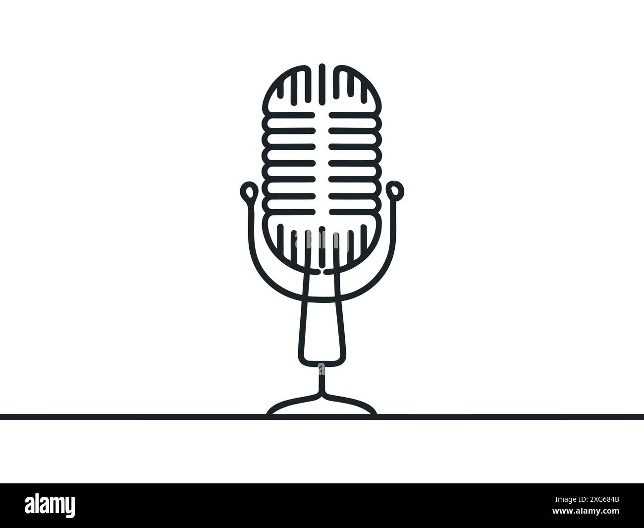 Dessin continu d'une ligne du microphone. Concept de journée mondiale de la radio. Illustration vectorielle graphique de dessin de ligne continue. Illustration de Vecteur