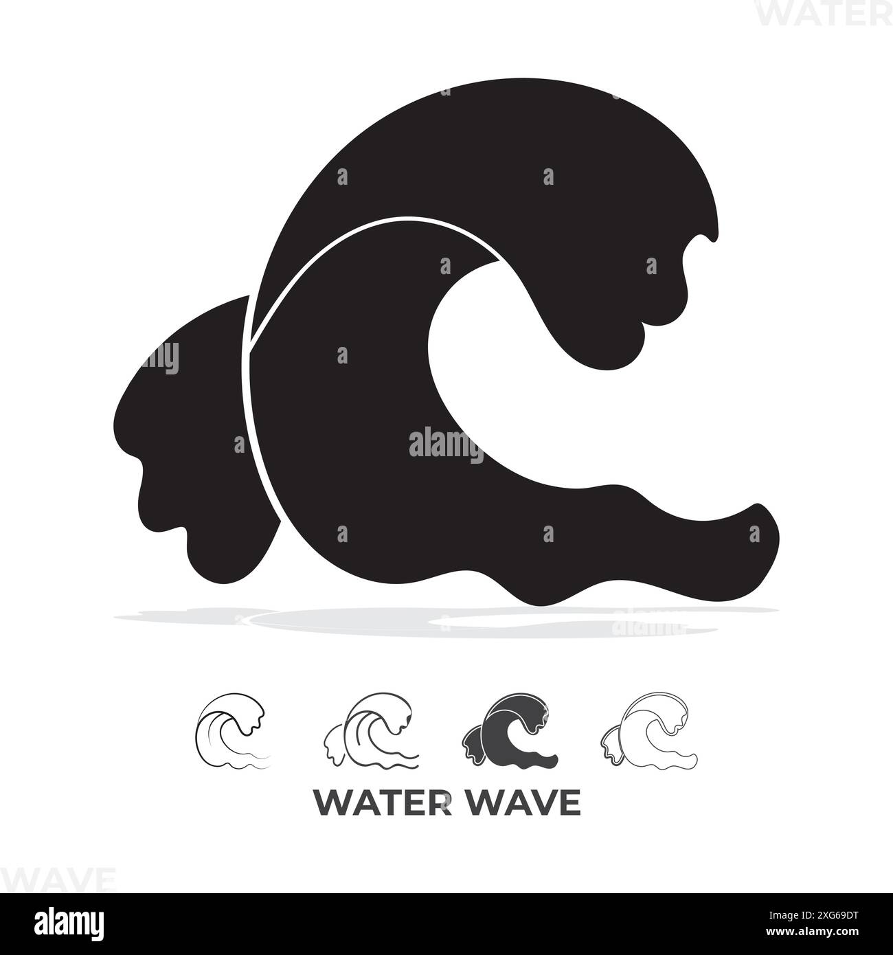 vagues océaniques. Icône de vague de silhouette marine abstraite. Éclaboussures décoratives marines, spray, signe d'eau éclaboussure. Tsunami, marée nautique, tempête et météo sur Illustration de Vecteur vagues océaniques. Icône de vague de silhouette marine abstraite. Éclaboussures décoratives marines, spray, signe d'eau éclaboussure. Tsunami, marée nautique, tempête et météo sur Illustration de Vecteur