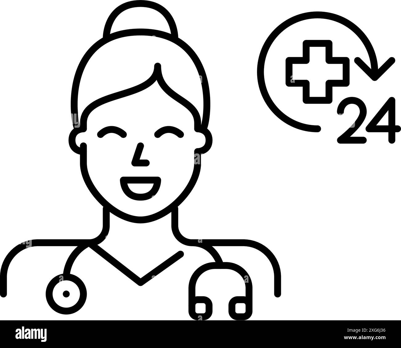 Médecin généraliste avec stéthoscope et qr code. Rendez-vous et accès à la consultation en télémédecine. Icône vectorielle Pixel Perfect Illustration de Vecteur