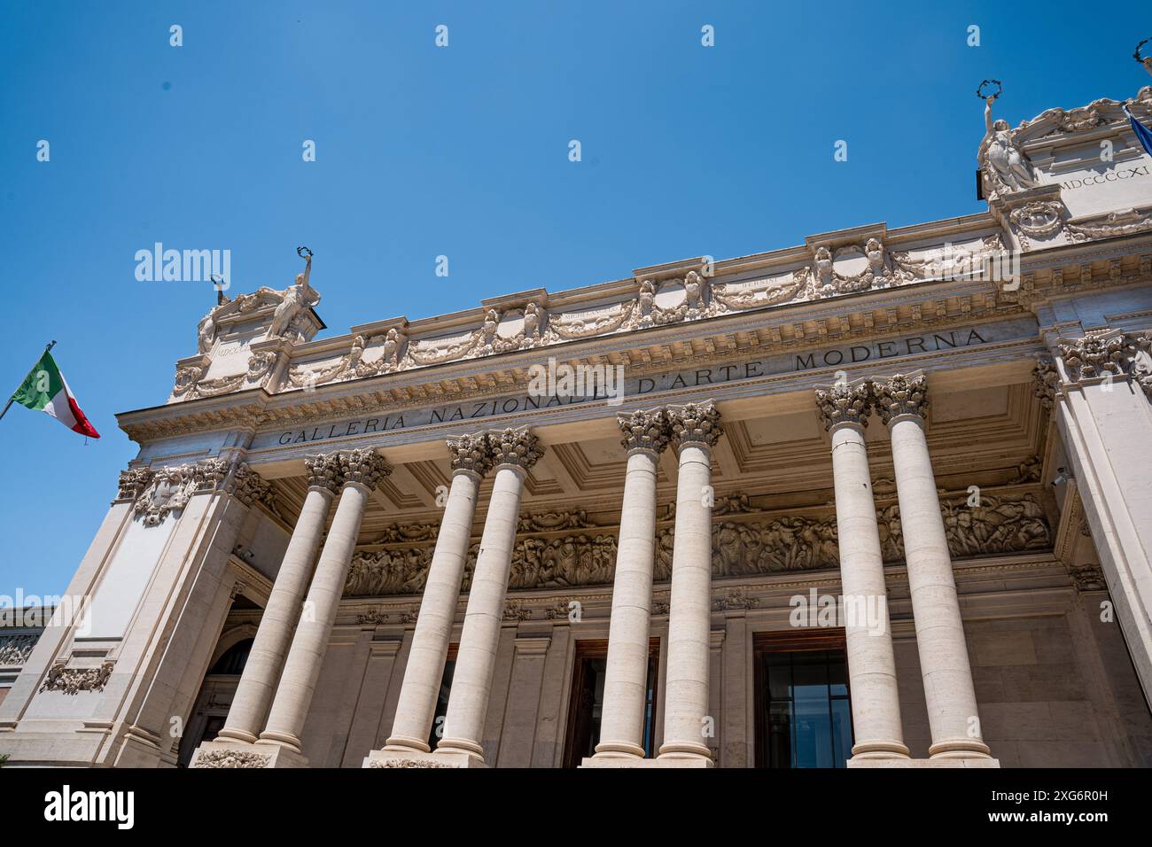 Galerie nationale d'art moderne et contemporain, musée d'art fondé au XIXe siècle, à Viale delle belle Arti, près des jardins de la Villa Borghese, Rome Banque D'Images