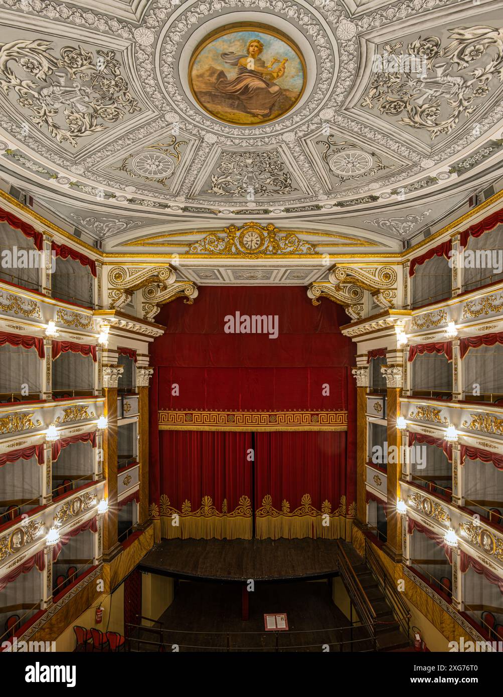 Intérieur du théâtre municipal de la ville de Noto, Syracuse, Sicile, Italie Banque D'Images